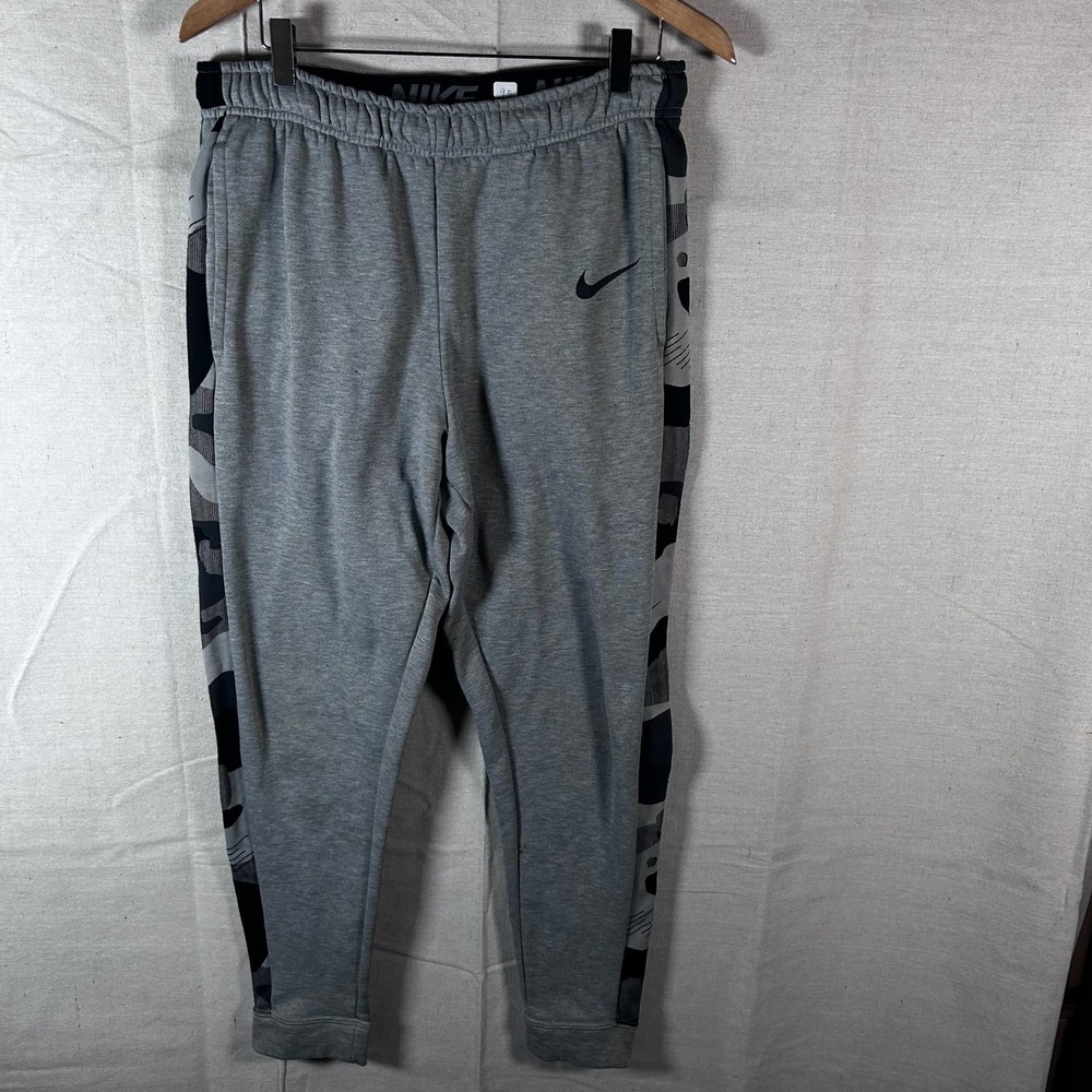 Nike Dri-FIT Mens Joggers Grey Camo Side Stripe Training Pants Large 905323-060